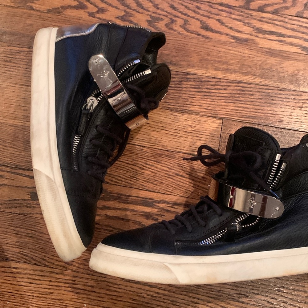 Giuseppe Zanotti Black and Silver Sneakers